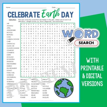 hard earth day word search puzzle 4th 5th grade middle school worksheet