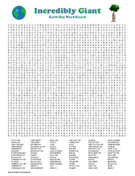 Preview of Earth Day Word Search: GIANT Edition to Keep 'em Busy!