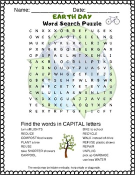 Earth Day Word Search Puzzle (Fun yet challenging) by ...