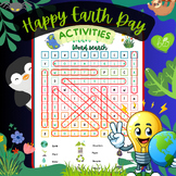 Earth Day Word Search Puzzles Activity for Kids Ages 6-8
