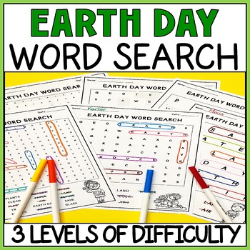 Preview of Earth Day Vocabulary Word Search Differentiated Worksheet Activities April