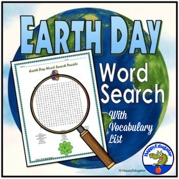 Preview of Earth Day Word Search and Vocabulary List with Digital Easel Activity