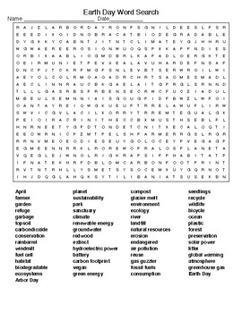 Earth Day Word Search with KEY by Lonnie Jones Taylor | TpT