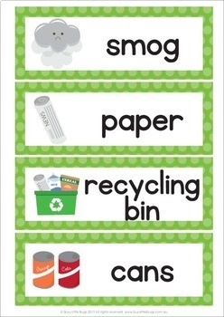 Earth Day Word Wall Cards - 24 words by Whimsy Printables | TpT