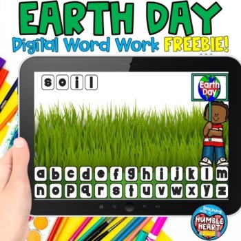 Preview of Earth Day Word Work Freebie: Digital Letter Tiles for Building Words 