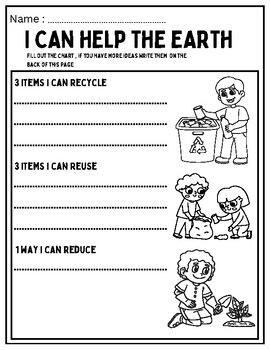 Preview of Earth Day Worksheet: Brainstorming Ways to Help the Planet