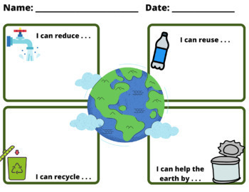 Preview of Earth Day Worksheet-Google Slides- Printable- Online Learning/Tutoring-