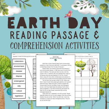 Preview of Earth Day Worksheets Reading Passage and Comprehension Activities