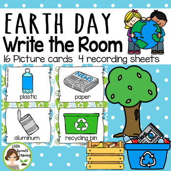Preview of Earth Day Write the Room - 16 cards four versions, four recording sheets