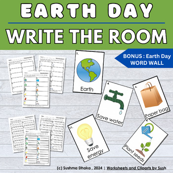 Preview of Earth Day Write the Room Activities | Literacy Kindergarten Center | April