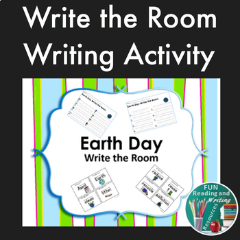 Preview of Earth Day Write the Room Task Cards Printable and Digital Easel Activity