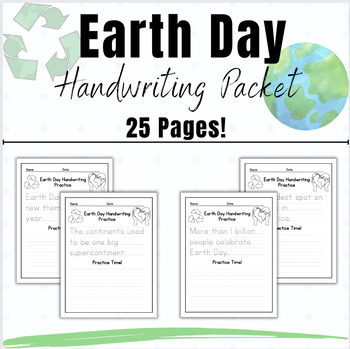 Preview of Earth Day Writing Activities Handwriting Practice Packet Letter Formation