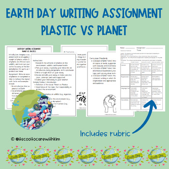 Preview of Earth Day Writing Assignment Planet vs Plastic