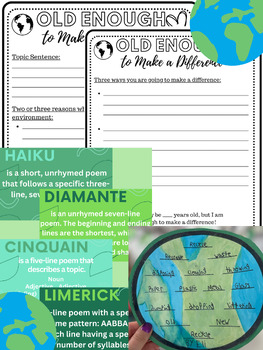 Preview of Earth Day Writing Bundle (Poetry, Making a Difference Writing etc.)