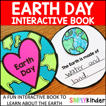 Preview of Earth Day Activities Kindergarten, Interactive Book, Earth Day Craft, Writing