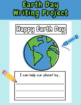 Preview of Earth Day Writing Project Write Help Our Planet Lined Craft April Bulletin Board