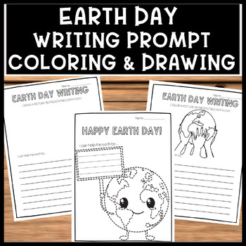 Preview of Earth Day Writing Prompt and Coloring Pages NO PREP Worksheets