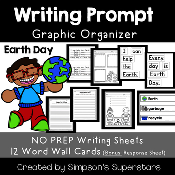 Preview of Earth Day Writing Prompt with Word Wall Cards