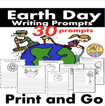 Preview of Earth Day Writing Prompts: 30 Engaging and Creative Prompts Print-n -Go
