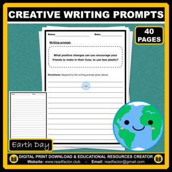 Preview of EARTH DAY Creative Writing Prompts Activities - 40 Worksheets