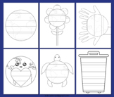 Earth Day Writing Template Happy Turtle Water Recycle Line