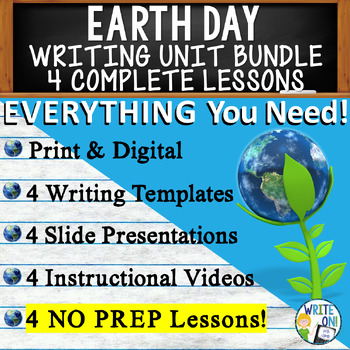 Preview of Earth Day Writing Unit - 4 Essay Activities Resources, Graphic Organizers