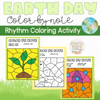 Preview of Earth Day and Arbor Day Color-by-Note Music Coloring Pages Activity for Rhythm