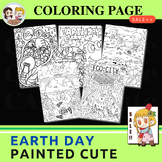 Earth Day Sustainability,Clipart,Doodle, Coloring page pai