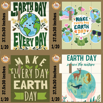 Preview of Earth Day coloring page Activity Collaborative Poster Bulletin Board Bundle