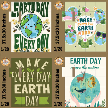 Earth Day coloring page Activity Collaborative Poster Bulletin Board Bundle