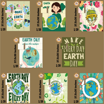 Preview of Earth Day coloring page Activity Collaborative Poster Bulletin Board Bundle
