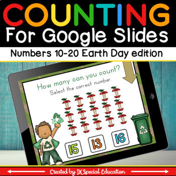 Preview of Earth Day counting 10-20 game for Google Slides | Digital math activity