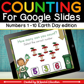 Preview of Earth Day counting to 10 game for Google Slides | Digital math activity