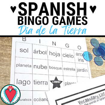 Preview of Spanish Nature Vocabulary Bingo Game + Vocabulary Lists - Earth Day Spanish