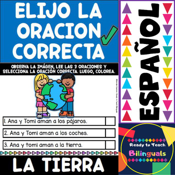 Preview of Earth Day in Spanish - Choose the Correct Sentence -  Printables