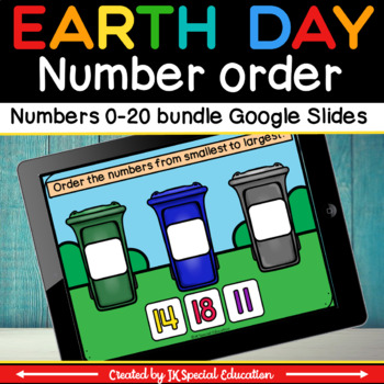 Preview of Earth Day number order activity for Google Slides | Number recognition 1-20