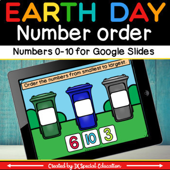 Preview of Earth Day number order activity for Google Slides | Number recognition to 10