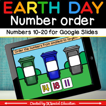 Preview of Earth Day number order activity for Google Slides | Number recognition to 20
