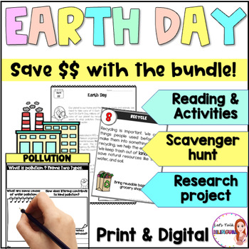 Preview of Earth Day reading and activities, research project | print & Digital resources