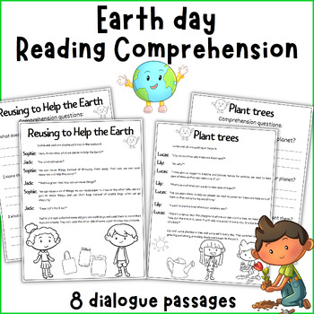 Preview of Earth Day reading comprehension, Dialogue passages