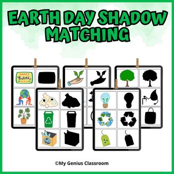 Preview of Earth Day shadow matching cards.