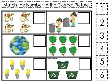 earth day themed match the number preschool math and counting learning game