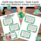 Earth Day themed task cards - addition and subtraction of 