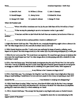 Earth Days Pbs American Experience Worksheet By Frank Virzi Tpt