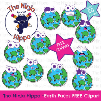 Preview of Earth Faces Clipart - Earth Day- Emotions FREE Clipart