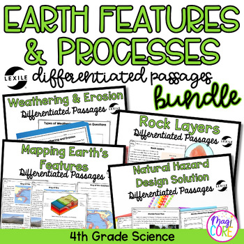 Preview of Earth Features & Processes Science Differentiated Passage BUNDLE  4th Grade NGSS