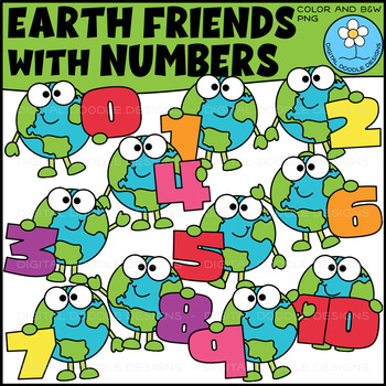 Preview of Earth Friends with Numbers Clipart