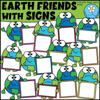 Preview of Earth Friends with Signs Clipart