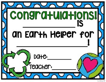 Preview of Earth Helper Certificate {FREE}