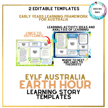 Preview of Earth Hour EYLF Early Learning Story EDITABLE Templates